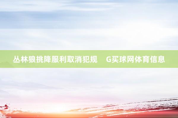 丛林狼挑降服利取消犯规    G买球网体育信息