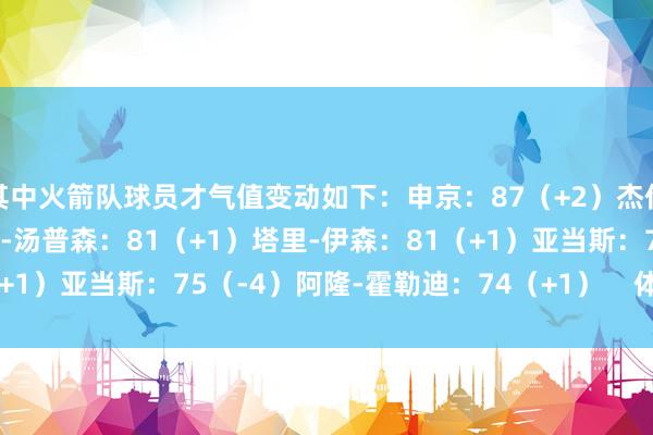 其中火箭队球员才气值变动如下：申京：87（+2）杰伦-格林：84（-1）阿门-汤普森：81（+1）塔里-伊森：81（+1）亚当斯：75（-4）阿隆-霍勒迪：74（+1）    体育赛事直播