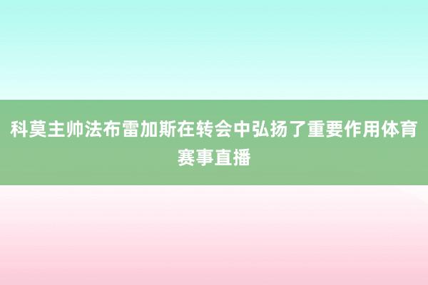 科莫主帅法布雷加斯在转会中弘扬了重要作用体育赛事直播