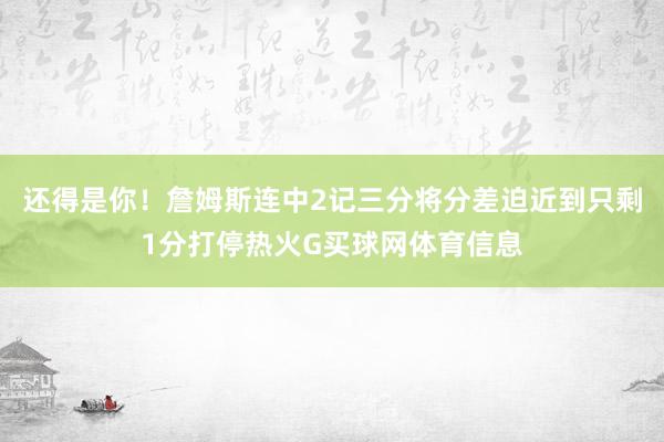 还得是你！詹姆斯连中2记三分将分差迫近到只剩1分打停热火G买球网体育信息
