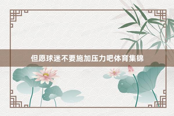 但愿球迷不要施加压力吧体育集锦