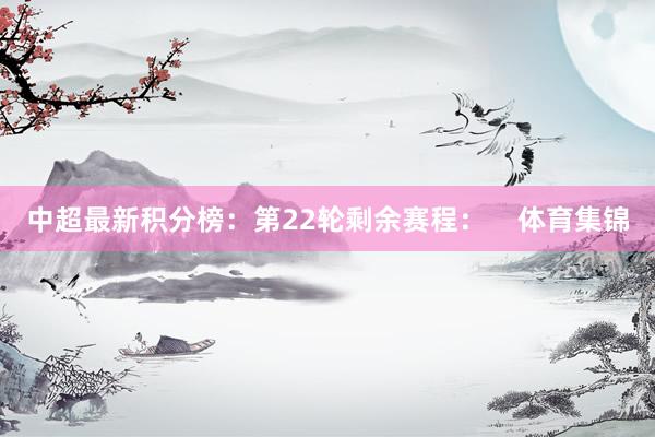 中超最新积分榜：第22轮剩余赛程：    体育集锦