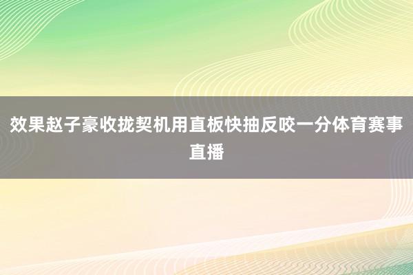 效果赵子豪收拢契机用直板快抽反咬一分体育赛事直播