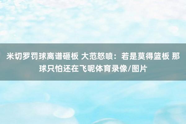 米切罗罚球离谱砸板 大范怒喷：若是莫得篮板 那球只怕还在飞呢体育录像/图片