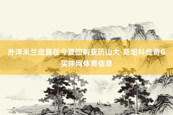 外洋米兰盘算在今夏回购亚历山大·斯坦科维奇G买球网体育信息