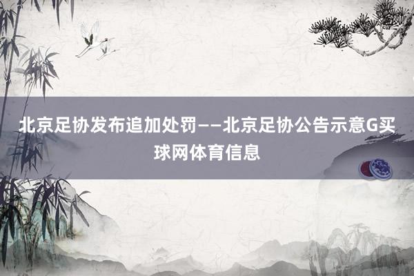 北京足协发布追加处罚——北京足协公告示意G买球网体育信息