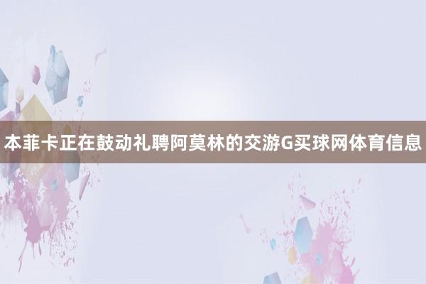 本菲卡正在鼓动礼聘阿莫林的交游G买球网体育信息